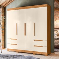 Guarda Roupa Vivacce 4 Portas 4 Gavetas 111176 Albatroz Carvalho-Grife/Off-White