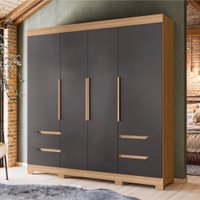 Guarda Roupa Vivacce 4 Portas 4 Gavetas 111176 Albatroz Nature/Titanium