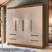 Guarda Roupa Vivacce 4 Portas 4 Gavetas 111176 Albatroz Avela/Fendi-Metalic