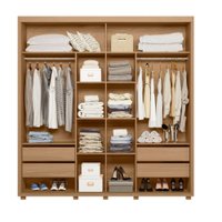 Guarda Roupa Viena Com Espelho 2 Portas 4 Gavetas 135173 Albatroz Nature/Titanium/-Branco-Fosco-Liso