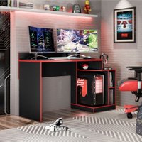 Mesa Gamer Play Ergonômica 18159127 Albatroz Preto-Fosco-/-Vermelho