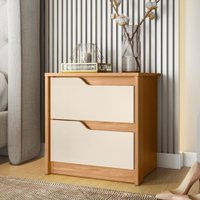 Mesa de Cabeceira Doble 2 Gavetas 89173 Albatroz Carvalho-Grife/Off-White