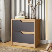 Mesa de Cabeceira Doble 2 Gavetas 89173 Albatroz Nature/Titanium