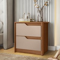 Mesa de Cabeceira Doble 2 Gavetas 89173 Albatroz Avela/Fendi-Metalic