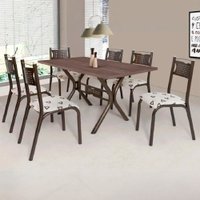 Conjunto de Mesa com 6 Cadeiras Poeme 764D06ADADBZBG Ciplafe Bronze/Bege