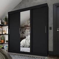 Guarda Roupa Paris 3 Portas Com Espelho 20033940 Fama Móveis Preto