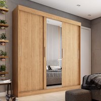 Guarda Roupa Paris 3 Portas Com Espelho 20033940 Fama Móveis Naturale