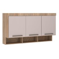 Armário Modulado Ponte Casal 3 Portas com Nicho 145cm Slim Luciane Móveis Jequitibá/Fumê