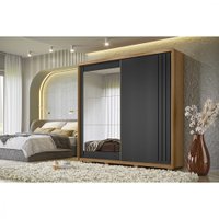 Guarda Roupa Dhara 2 Portas Deslizantes Com 3 Espelhos Dhara Moval Freijo/Cinza