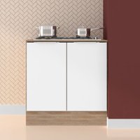 Balcão Ferrara 2 Portas Com Tampo 1702188 Poliman Carvalho-Oak/Branco