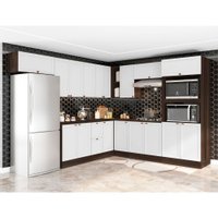 Cozinha Modulada Unna Com Torre Quente J0011176 Poliman Nogueira/Branco