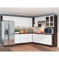 Cozinha Modulada Unna Canto J0010776 Poliman Nogueira/Branco