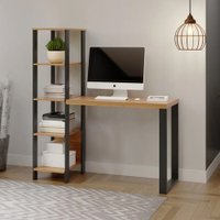 Mesa Escritório Com Torre Industrial 122,5x44cm F29 JPF Pradel Freijo/Preto-Fosco
