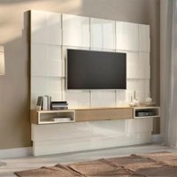Painel Quadriculado 3D 1 Gaveta 225cm TB126 WK Pradel Off-White/Carvalho
