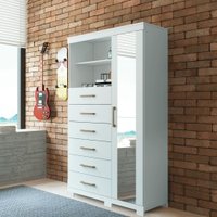 Comoda Maraba 1 Porta 6 Gavetas 309666EP Santos Andira Branco