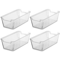 Jogo 4 Organizador de Gaveta Transparente Retangular 8,5x17cm UZ Caixas Plásticas