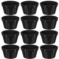 Conjunto 12 Ramekins Pretos Canelados 90ml Potes Bowls Pequenos Uno Coza em Polipropileno