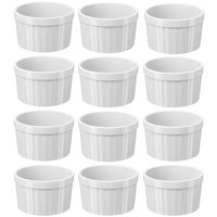 Jogo 12 Ramekins Brancos Canelados 150ml para Geleias Maionese Chimichurri Uno Coza