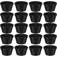 20 Ramequim Plástico 7,3cm Preto Canelado 90ml cada Molheira Pequena Uno Coza