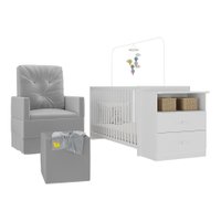 Berço Cômoda com Poltrona de Amamentação e Puff Meu Bebê Multimóveis MP4078