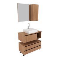 Gabinete de Banheiro com Cuba e Espelheira 80cm Multimóveis CR10094