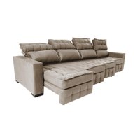 Sofá Retrátil e Reclinável 3,20m Molas Ensacadas e Costura Tripla Cama inBox Nobre Suede Bege
