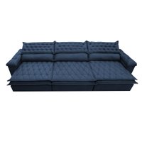 Sofá Retrátil e Reclinável 3,52m Molas Ensacadas Cama inBox Botonê Espuma Viscoelástico Azul