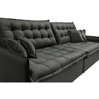 Sofá Sem Caixa Retrátil e Reclinável 1,75m Cama inBox Versátil Suede Velusoft Cinza
