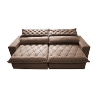 Sofá Retrátil e Reclinável 3,15m Molas Ensacadas Cama inBox Spazus com Bordado 3D Velusoft Castor