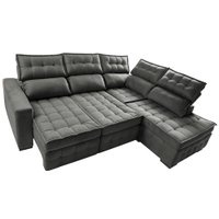 Sofá de Canto Direito 2,65x2,30m Retrátil e Reclinável com Molas Ensacadas Cama inBox Nobre Cinza