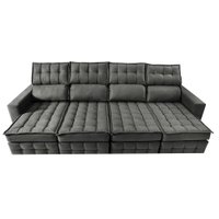 Sofá Retrátil e Reclinável 3,20m Molas Ensacadas e Costura Tripla Cama inBox Nobre Suede Cinza