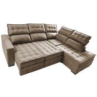Sofá de Canto Direito 2,65x2,30m Retrátil e Reclinável com Molas Ensacadas Cama inBox Nobre Bege