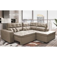 Sofá de Canto 2,60x2,36m Retrátil e Reclinável com Molas Cama inBox Platinum Direito Suede Bege