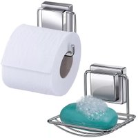 Acessórios Para Banheiro Saboneteira E Papeleira De Ventosas Arthi - 761305E761306 - Cromado