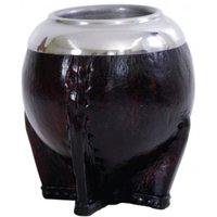 Cuia Mate Chimarrão Uruguaia Revestida Em Couro Com Tripe Bortonaggio Preto