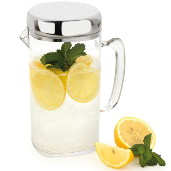 Jarra Quadrada 1,5L Acrílico Tampa Jarro Água Suco Vision Forma - 800175 - Aço Inox