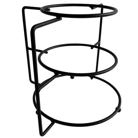 Porta Pratos 3 Níveis Suporte Organizador de Armário de Canto MS Aramados - 194BLACK - Preto