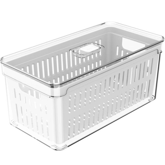 Organizador De Geladeira Com Escorredor Interno 5L Caixa Plástica Para Legumes Saladas Clear Fresh Ou - OF350NT - Natura