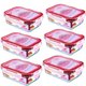 Kit 6 Potes Vidro Marmita Hermético Retangular 550ml Tampa Sanremo - SR72X6 - Transparente