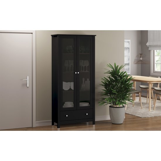 Estante Livreiro 2 Portas 1 Gaveta Ditália E-954 Preto