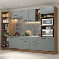 Armário de Cozinha Completa 330cm Rustic/Cinza Agata Madesa 02