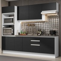 Armário de Cozinha Completa 100% MDF 250cm Branco/Preto Acordes Madesa 03