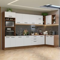 Armário de Cozinha Completa de Canto 499cm Rustic/Branco Agata Madesa 01