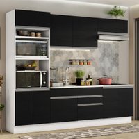 Armário de Cozinha Completa 270cm Branco/Preto Glamy Madesa 13