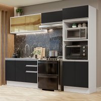 Armário de Cozinha Completa 100% MDF 270cm Branco/Preto Acordes Madesa 08