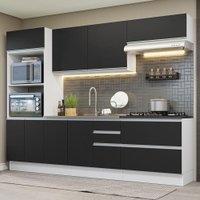 Armário de Cozinha Completa 100% MDF 270cm Branco/Preto Acordes Madesa 06