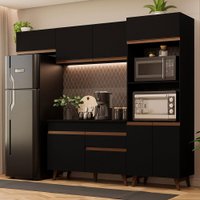 Cozinha Completa Madesa Reims 260008 com Armário e Balcão 210 x 260 x 52 cm - Preto