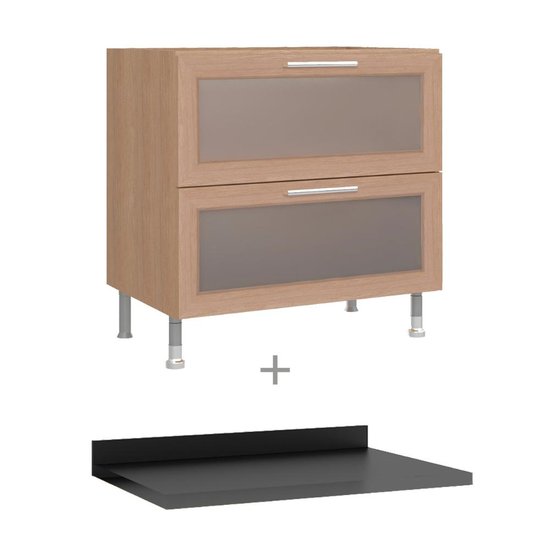 Balcão Cozinha Ditália Aspen 2 gv vid CV Tampo CD-108 - Carvalho