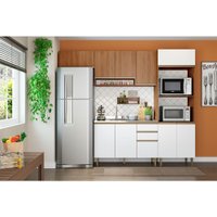 Cozinha Completa 4 Peças com Basculante 260cm - Cook - BE Mobiliário Madeira/Branco
