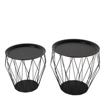 Kit Mesa de Canto Em Ferro e Mdf 2pçs - ANM6213 - Anima Preto